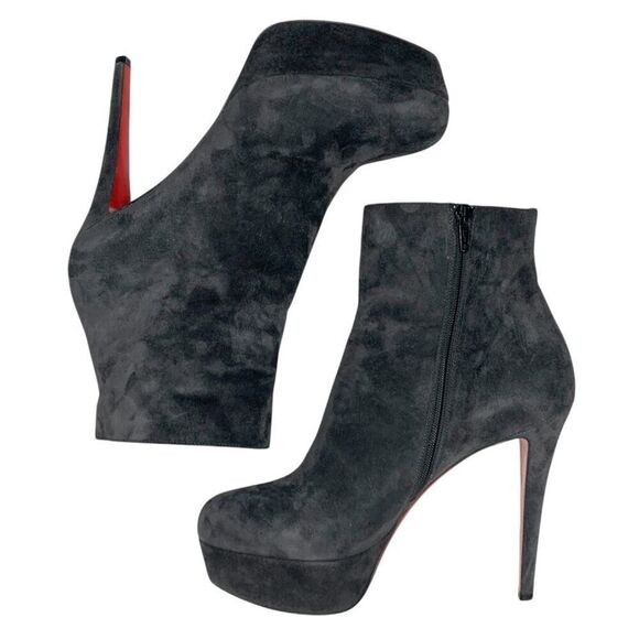 Christian Louboutin Bianca Bootie 120 EU 39 US 9 Charbon Velour Suede Platform - Picture 5 of 11